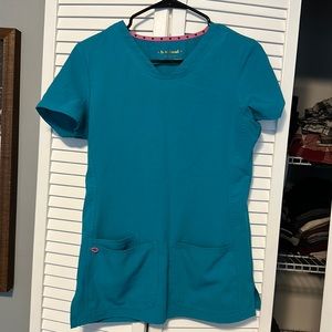 Heart soul teal scrub top